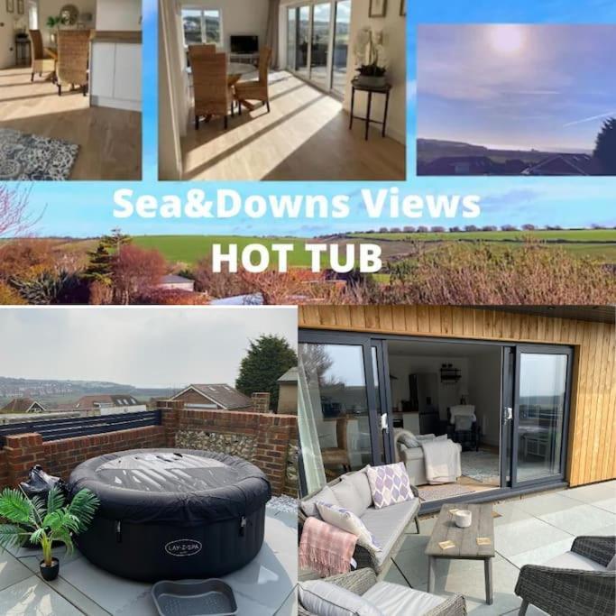 Spacious Studio Cabin With Sea/ Downs Views Sole Use Of Hottub In Seaford Exterior photo